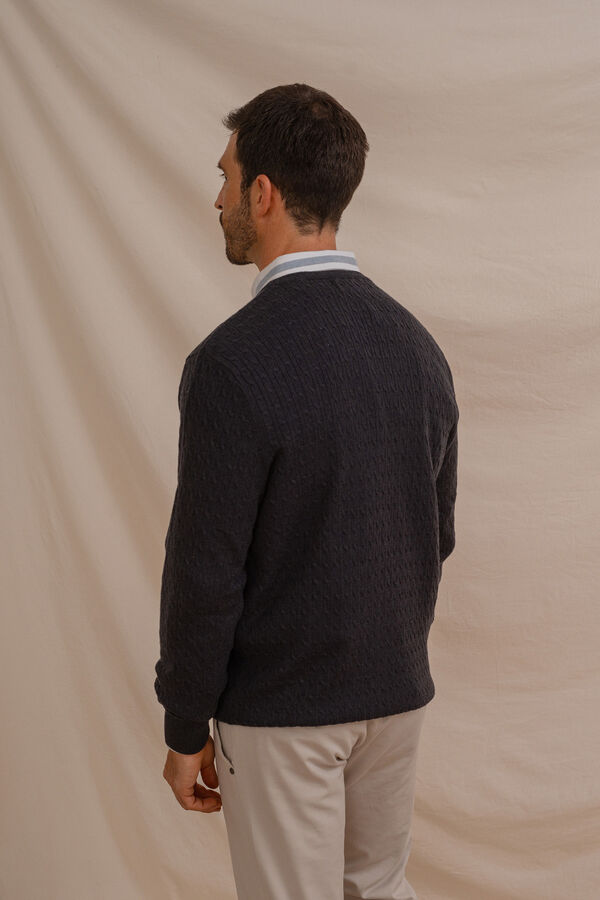 Celopman Jersey Nudos Cuello Caja azul