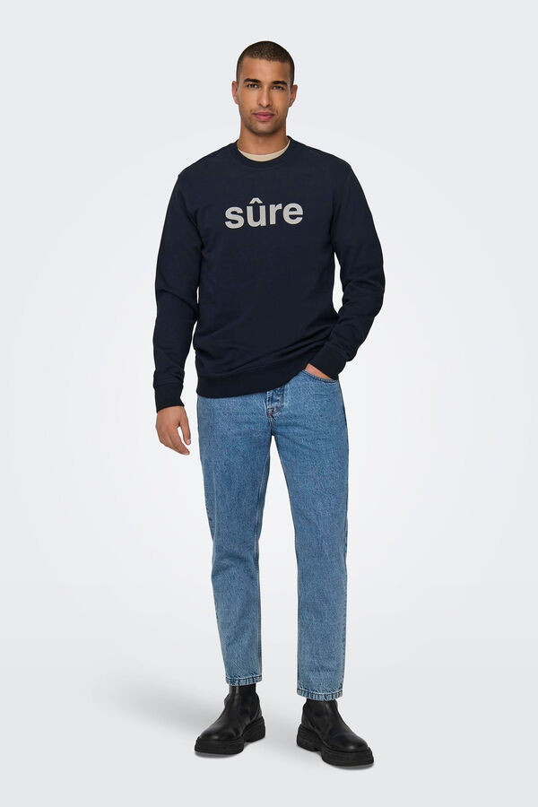 Only & Sons Sweatshirt b&aacute;sica com corte padr&atilde;o preto