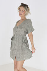 Brave Soul Vestido curto com botões bege