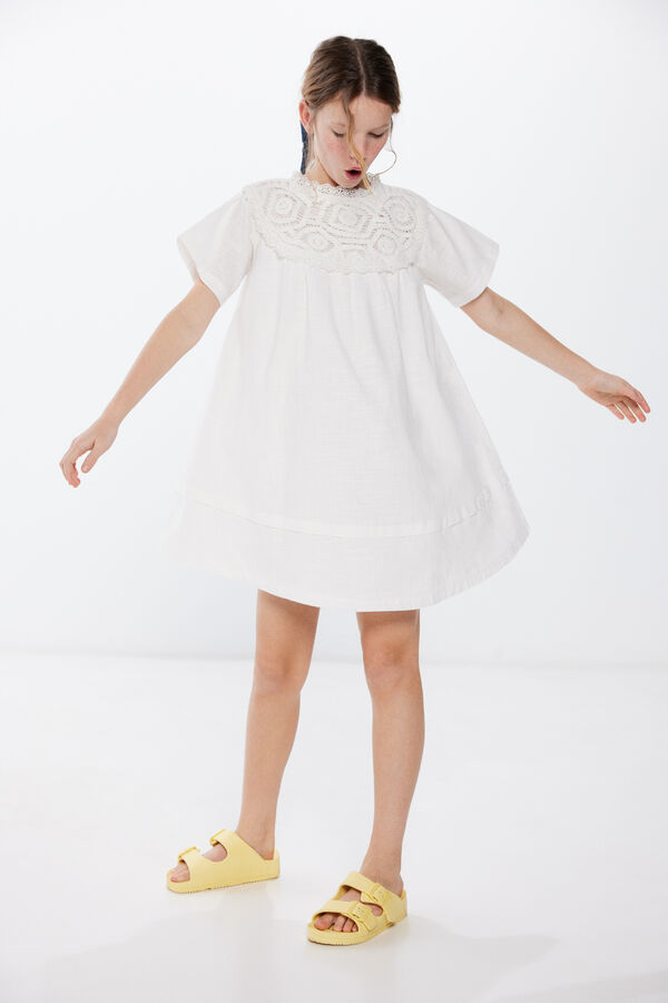 Springfield Kids Vestido colar crochet menina branco