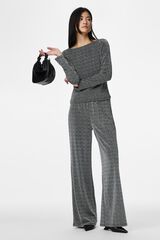 Pieces Pantal&oacute;n wide lurex gris