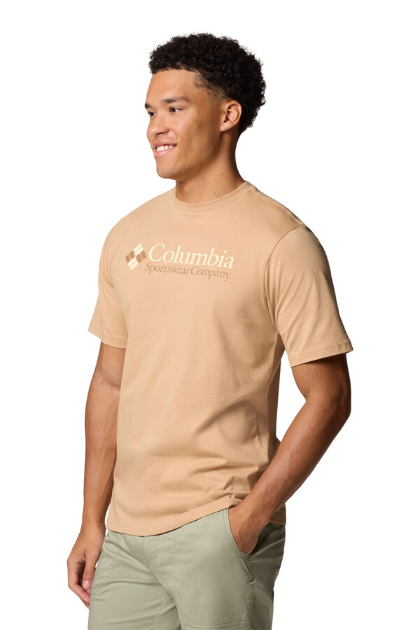 Columbia Camiseta masculina de manga curta de algod&atilde;o org&acirc;nico Basic Logo&trade; da para homem camel