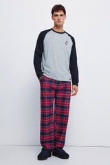 Springfield Pijama largo pantal&oacute;n cuadros azul