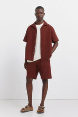 Springfield Bermuda lino relaxed fit marr&oacute;n