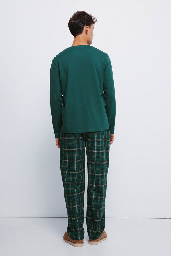 Springfield Pijama largo pantal&oacute;n cuadros verde