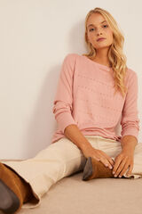 Springfield Camiseta Punto Cortado Rayas Tachas rosa