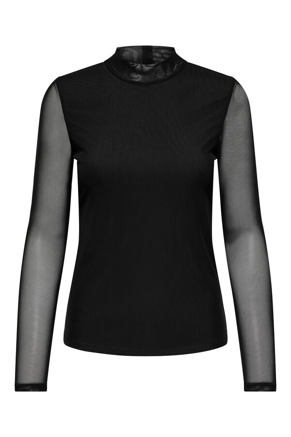 Only Top justo semitransparente preto