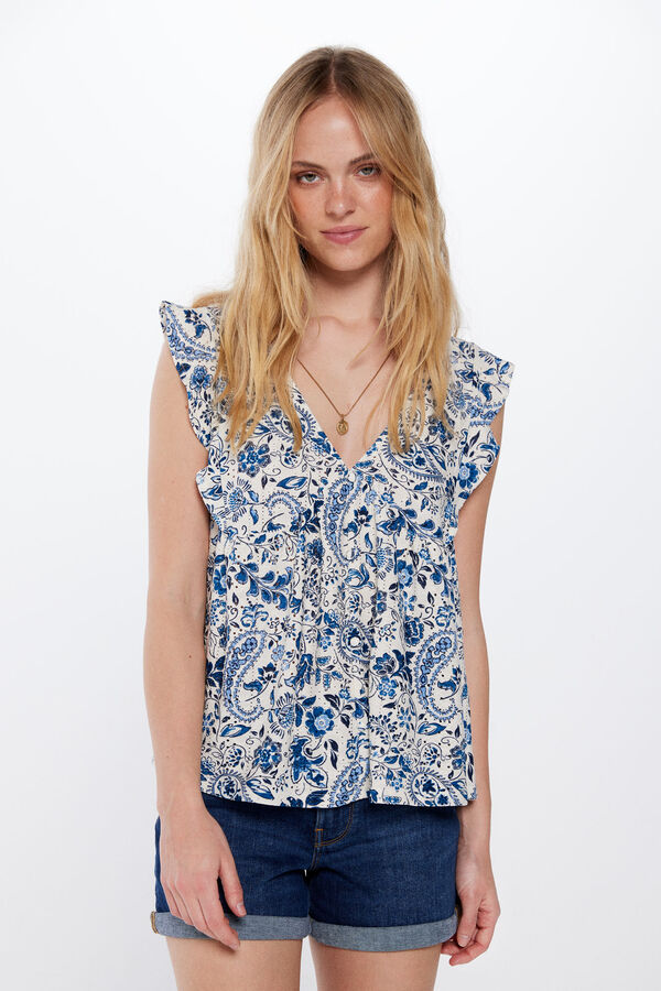 Springfield Camiseta Estampado Flores Azules estampado