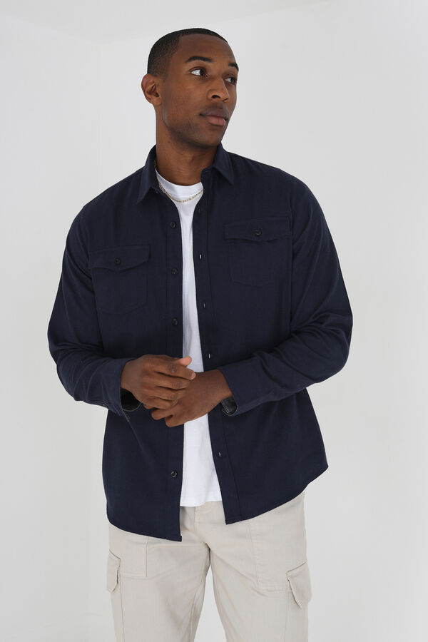 Brave Soul Camisa manga comprida com bolsos azul