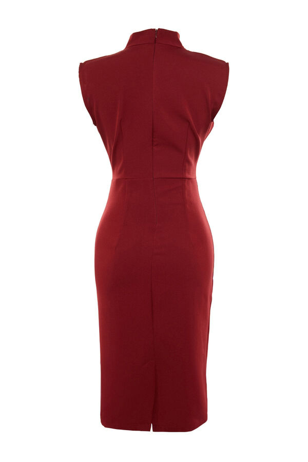 Trendyol Vestido tubo midi burdeos
