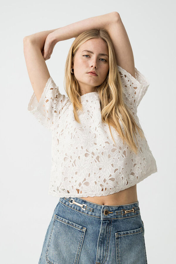 Tiffosi Blusa Bordada Floral branco