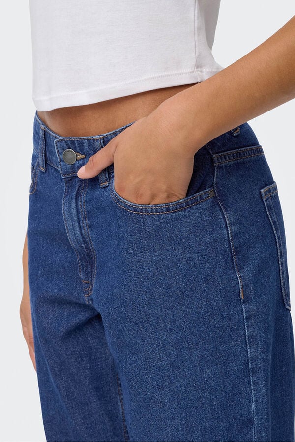 JDY Jeans rectos tiro medio azul