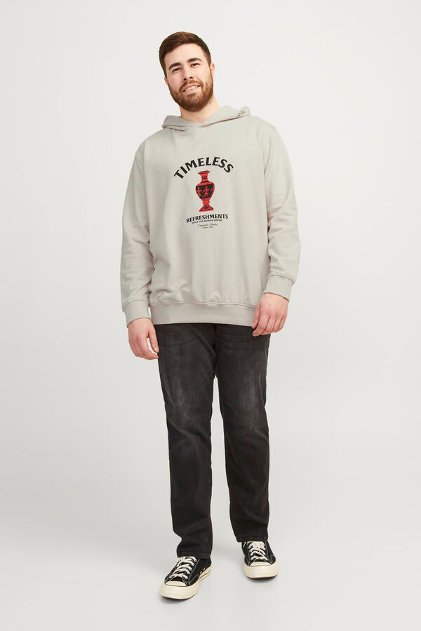 Jack & Jones PLUS Sudadera capucha con dibujo estampado PLUS gris