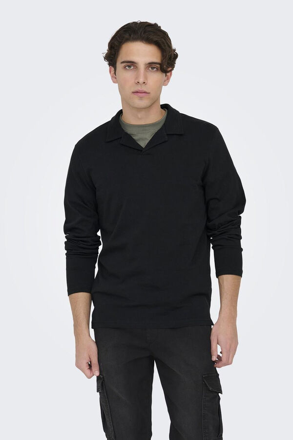 Only & Sons Camiseta cuello polo negro