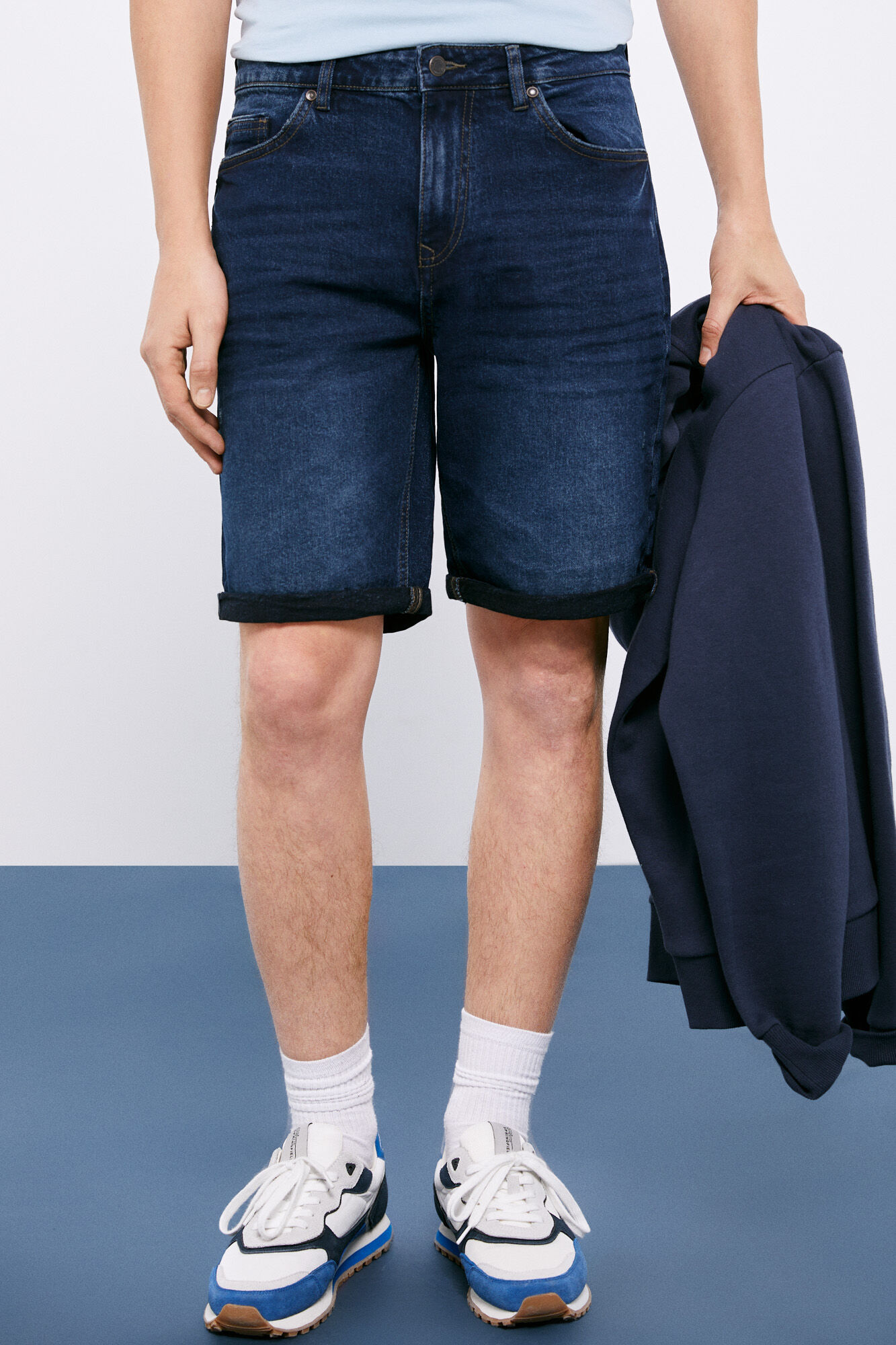 Springfield Bermudas denim regulares lavagem m&eacute;dia-escura