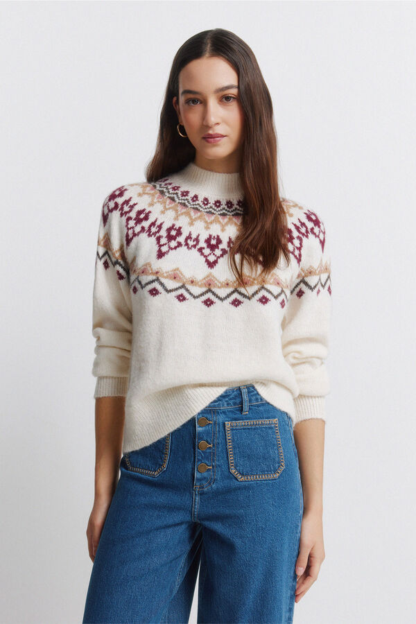 Springfield Camisola jacquard boho castanho