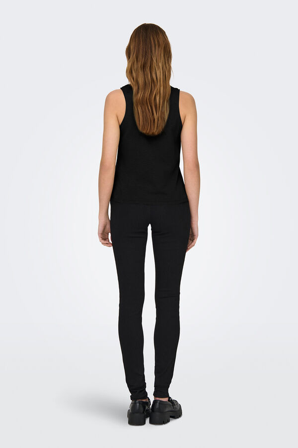 JDY Camiseta sin mangas con drapeado negro