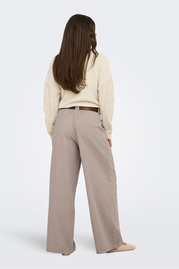 Only Pantal&oacute;n wide leg de pinzas tostado