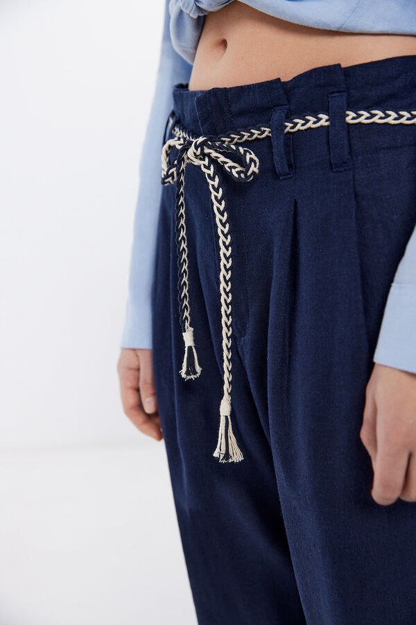 Springfield Pantal&oacute;n Cintur&oacute;n Cord&oacute;n Lino azul