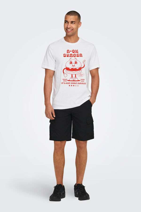 Only & Sons T-shirt com desenho frontal branco