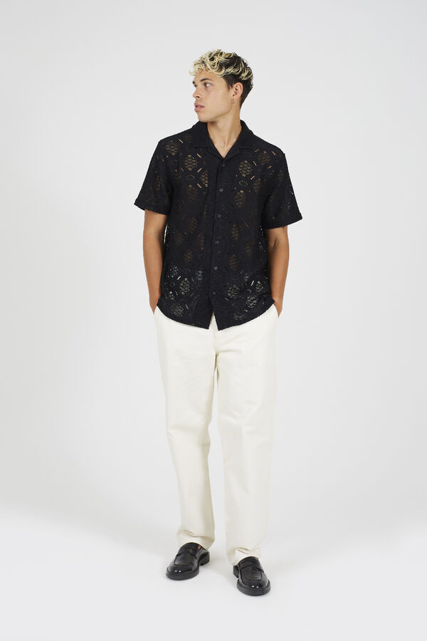 Brave Soul Camisa de renda com manga curta preto