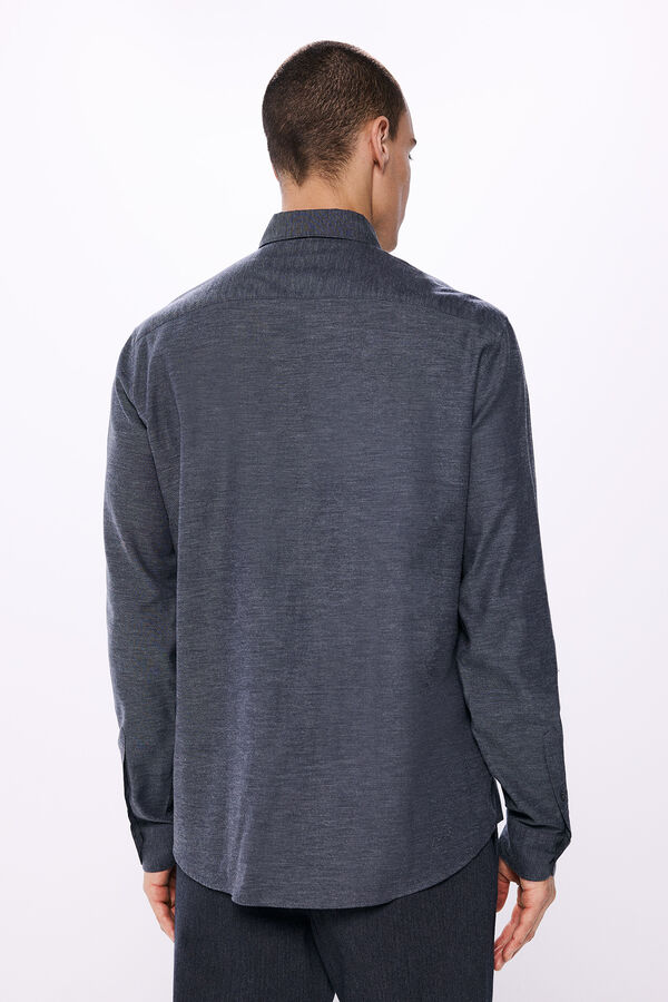 Springfield Camisa de flanela com bolsos no peito cinzento