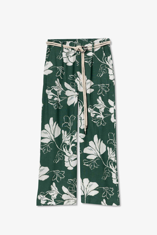 Tiffosi Pantalón de lino verde