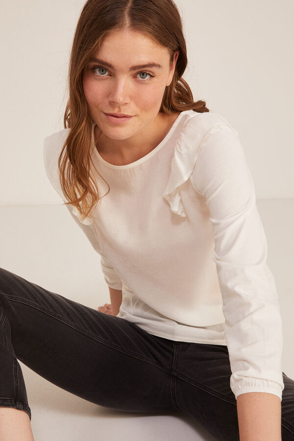 Springfield T-shirt Bimat&eacute;ria Ombros Folhos castanho