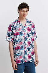 Springfield Camisa de manga curta em viscose estampada multicolour