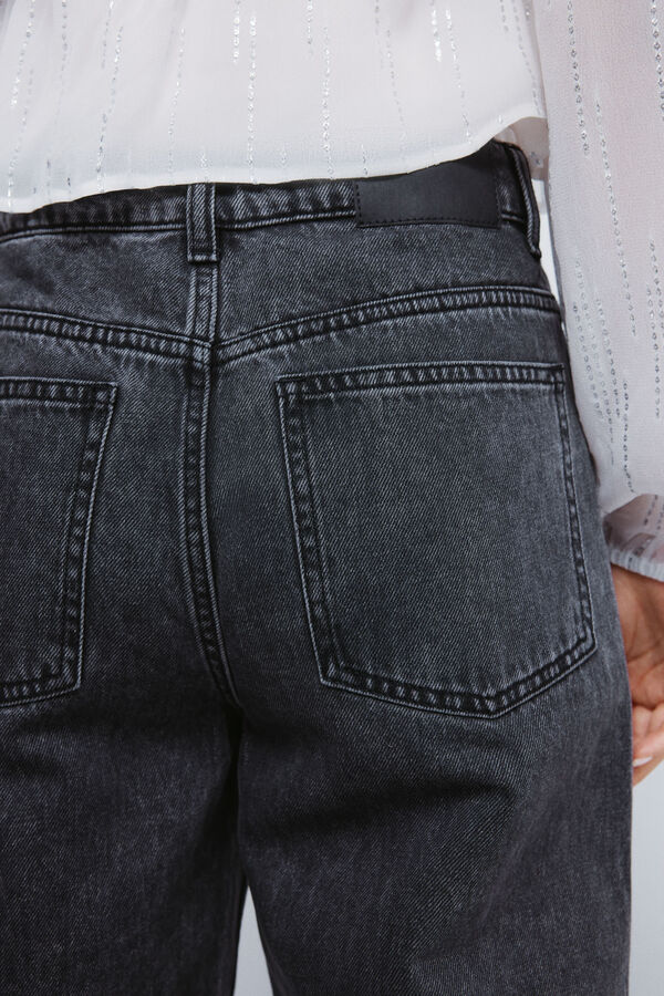 Springfield Cal&ccedil;a jeans com tachas largas  preto