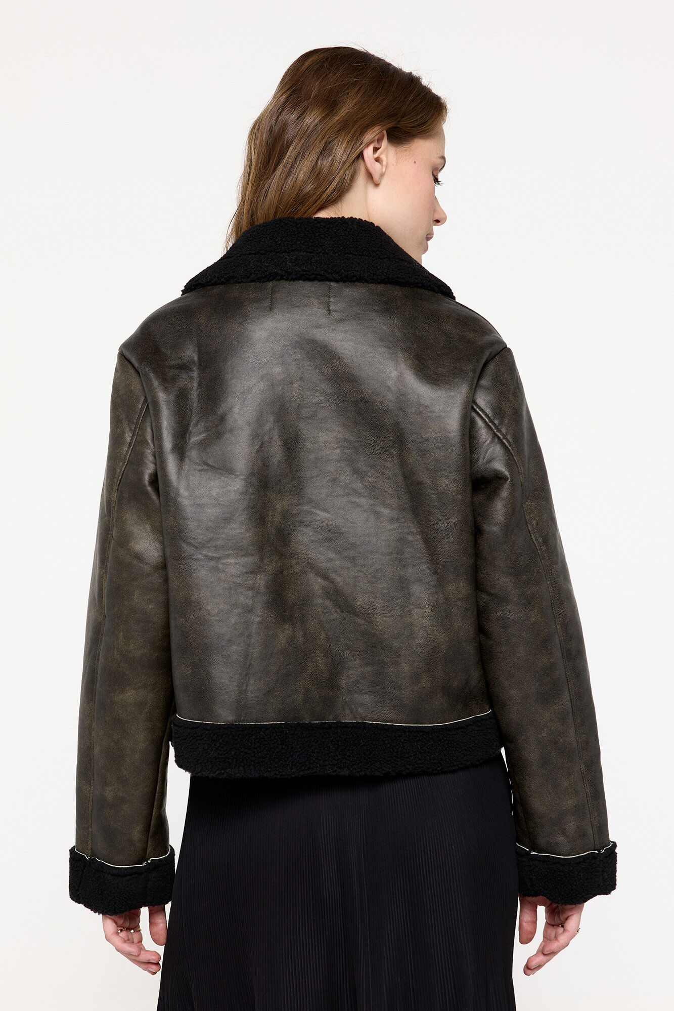 Pieces Jaqueta aviador com efeito pele