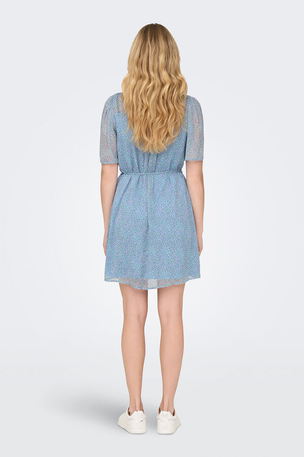 JDY Vestido curto camiseiro azul