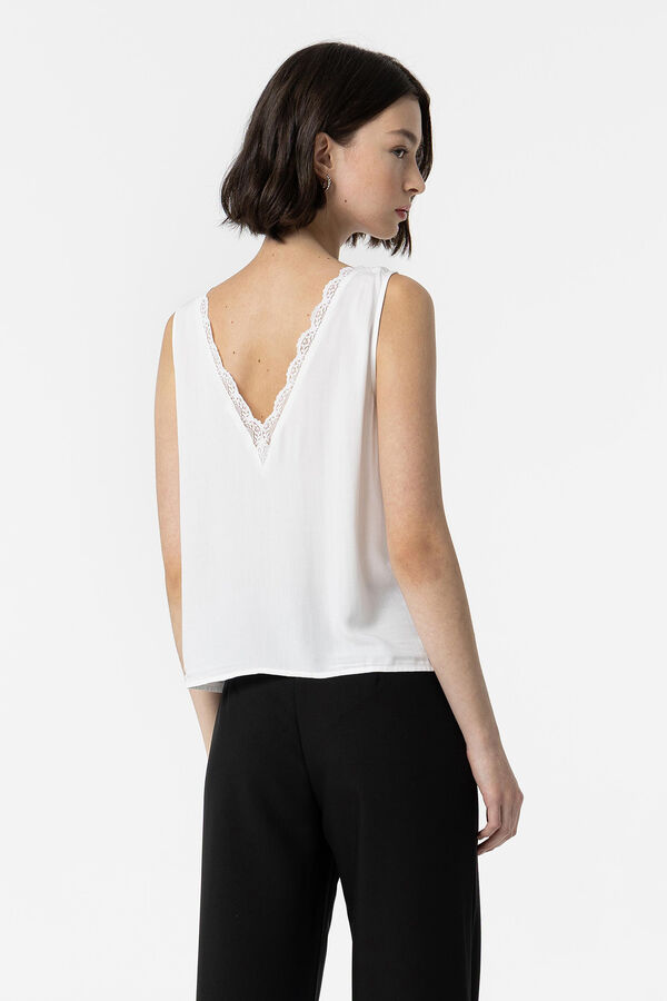 Tiffosi Top com renda branco