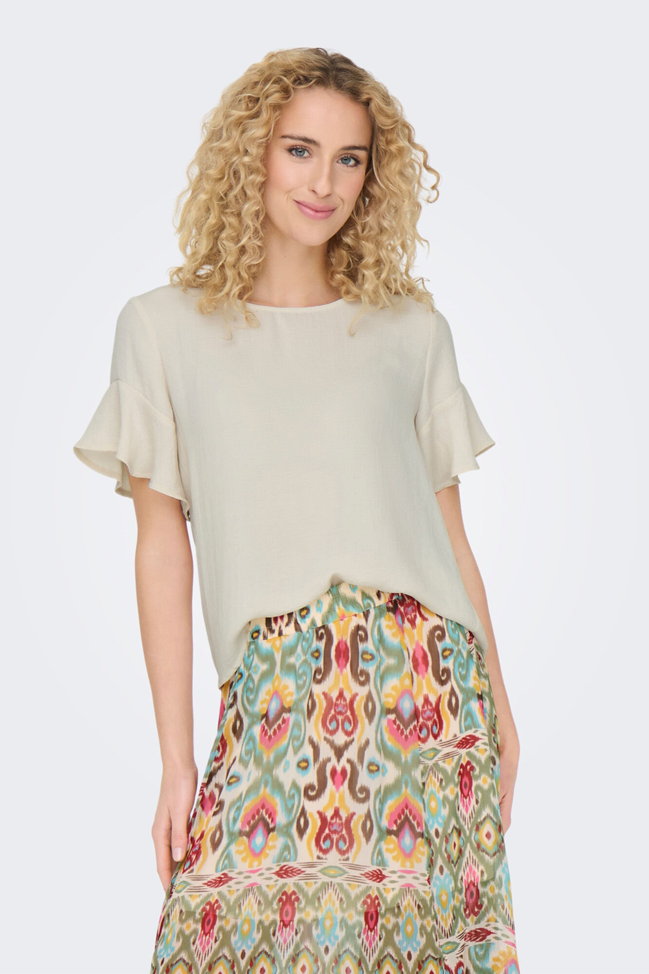 JDY Blusa manga corta volantes