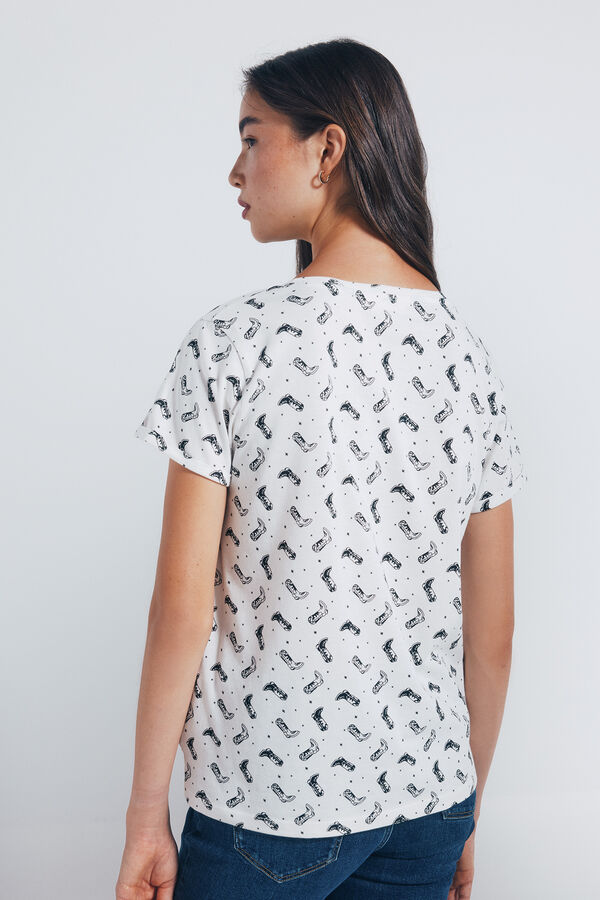 Springfield Camiseta estampada motivos pequeños beige