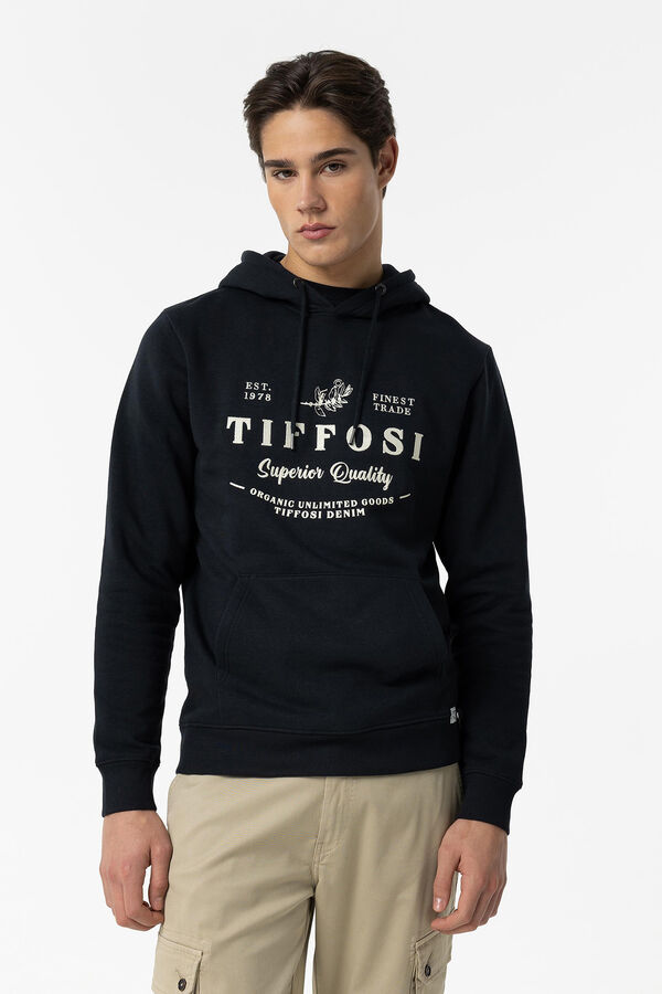 Tiffosi Sweatshirt Capuz Estampado e Bordado Frontal azul