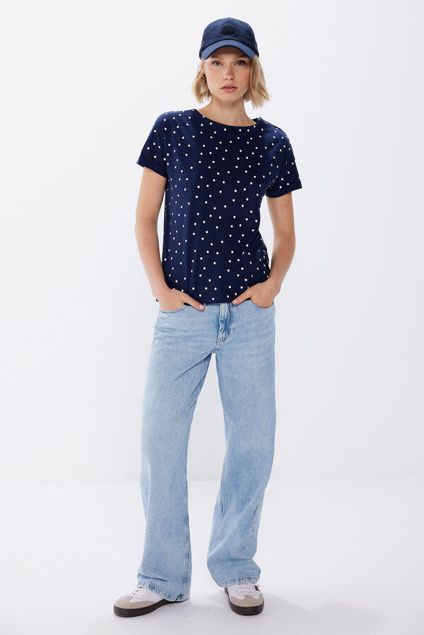 Springfield Camiseta estampada botones hombro azul