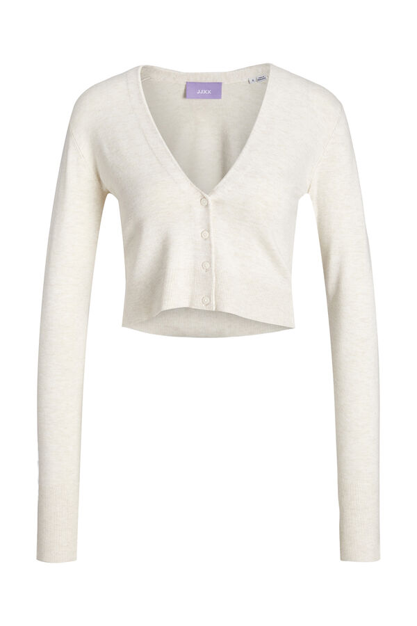 Jack & Jones C&aacute;rdigan crop de punto fino blanco