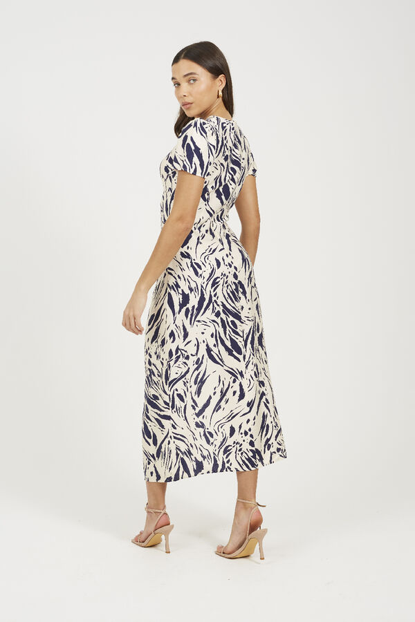 Brave Soul Vestido estampado de manga curta bege