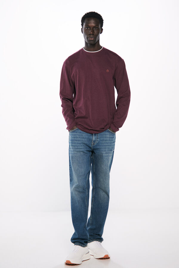 Springfield Camiseta manga larga doble melange burdeos