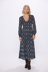 Springfield Vestido midi estampado geom&eacute;trico azul