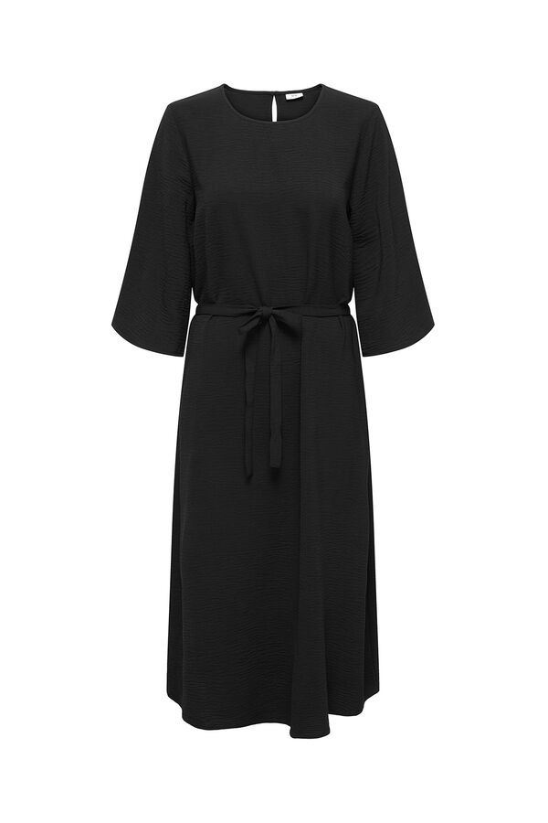 JDY Vestido midi manga 3/4 preto