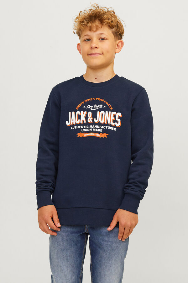 Jack & Jones Junior Sudadera felpada estampada logo azul