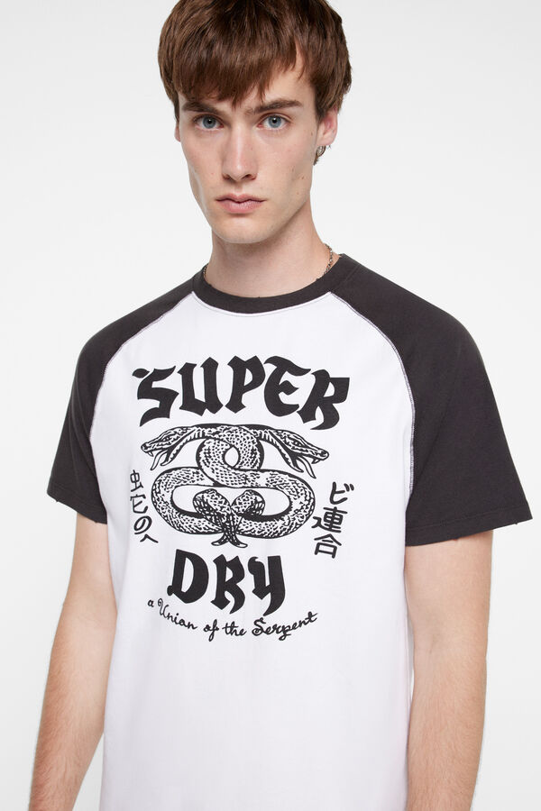 Superdry Camiseta gráfica Retro Rock con manga raglán blanco
