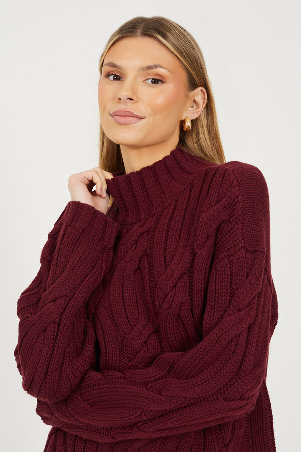 Brave Soul Jersey de punto con ochos burdeos