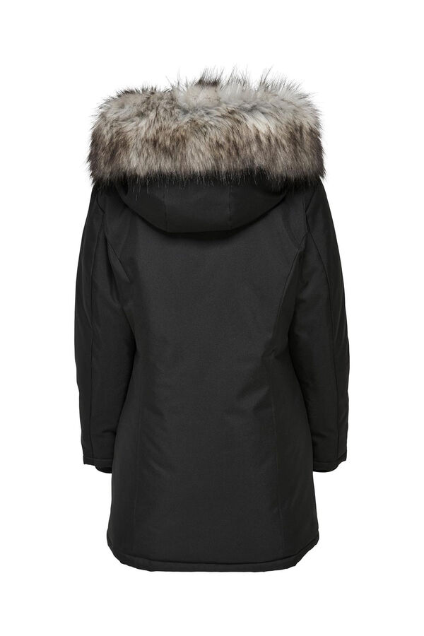 Only Parka com capuz e pele preto