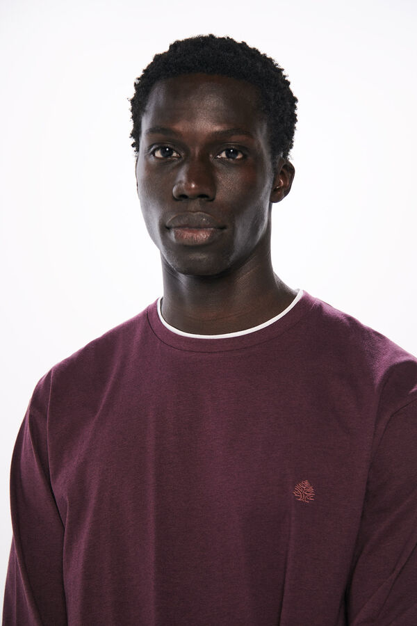 Springfield Camiseta manga larga doble melange burdeos