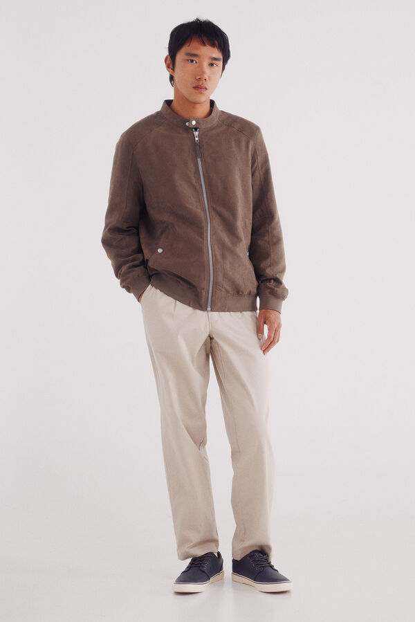 Springfield Jaqueta efeito camur&ccedil;a microperfurada cru