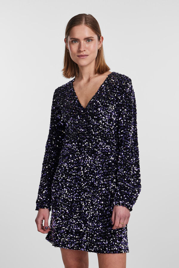 Pieces Vestido corto de lentejuelas negro