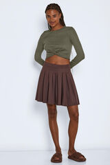 Noisy May Top cropped de manga larga kaki